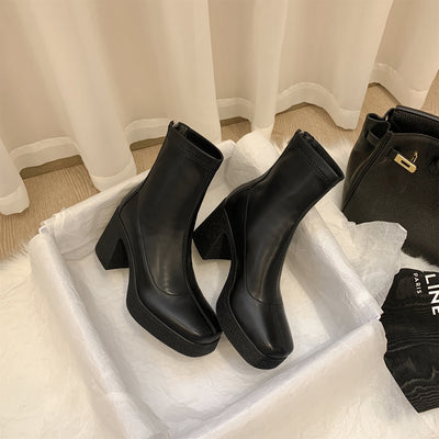 Botas Stretch de Tacón Grueso con Punta Cuadrada - Image 11