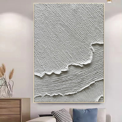 Cuadro Abstracto Olas Blancas con Textura 3D - Pintura al Óleo Hecha a Mano para Sala y Dormitorio - Image 3
