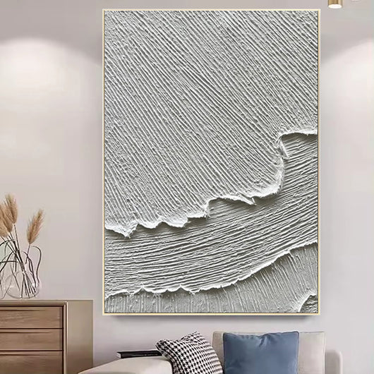 Cuadro Abstracto Olas Blancas con Textura 3D - Pintura al Óleo Hecha a Mano para Sala y Dormitorio - Image 3