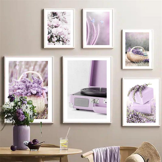 Cuadro de Lienzo Campo de Flores Púrpuras - Arte de Pared Lila