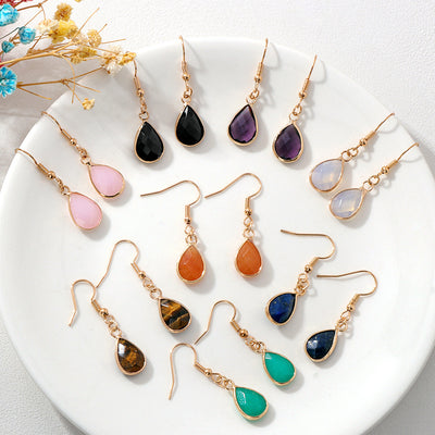 Aretes Colgantes de Piedra Gota de Agua - Diseño Versátil para Mujer - Image 20