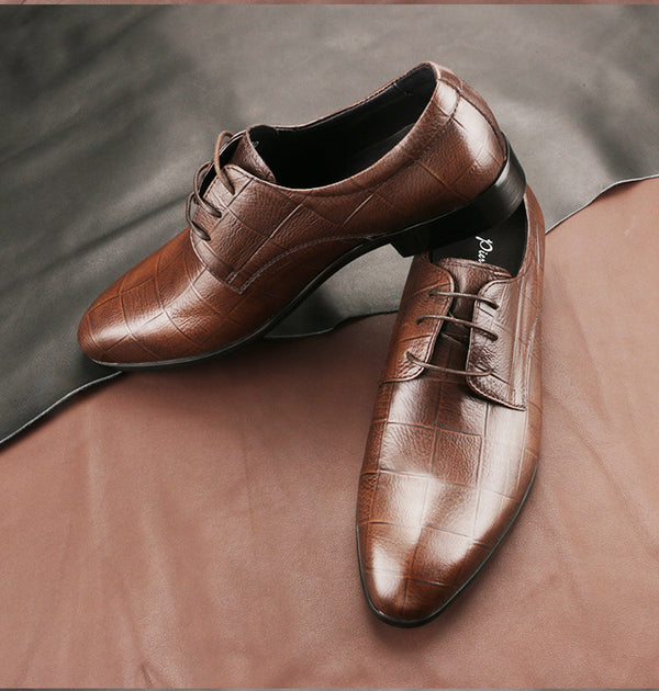 Zapatos Derby de Cuero Artesanales para Hombre - Diseño Cuadriculado Punta Fina