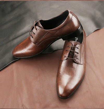 Zapatos Derby de Cuero Artesanales para Hombre - Diseño Cuadriculado Punta Fina - Image 2