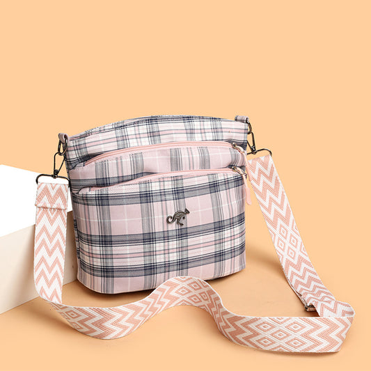 Bolsa Bandolera Escolar de Cuadros Artísticos Gran Capacidad para Mujeres