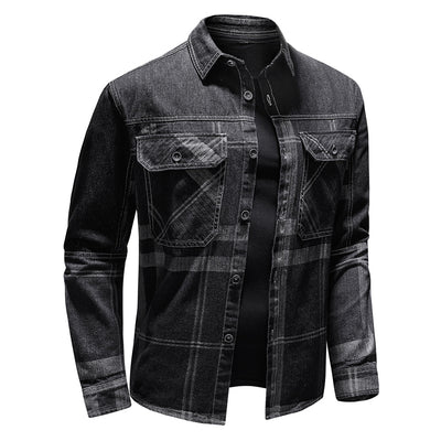 Camisa de Cuadros Denim Manga Larga para Hombre - Image 3
