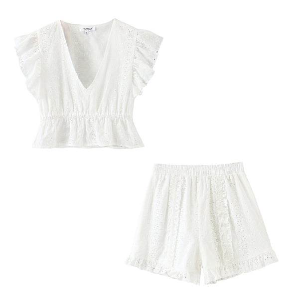 Traje de Pantalón con Escote en V y Detalles de Encaje - Image 21