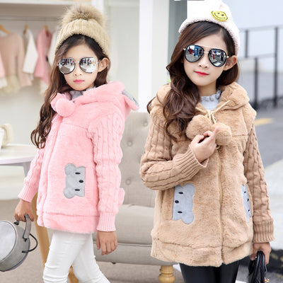 Chaqueta de Algodón con Detalles de Pelaje Sintético para Niñas - Image 7