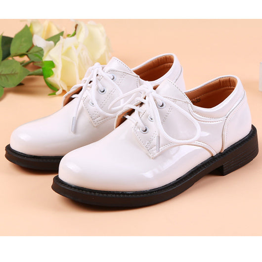 Zapatos Escolares de Cuero Niño Estilo Británico Blanco y Negro - Image 4