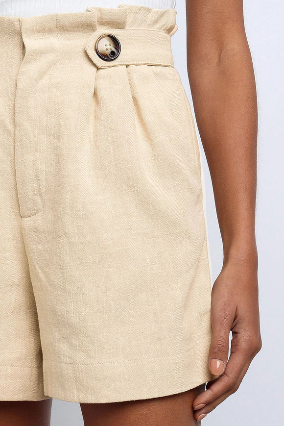 Pantalón Recto Talle Alto con Volantes