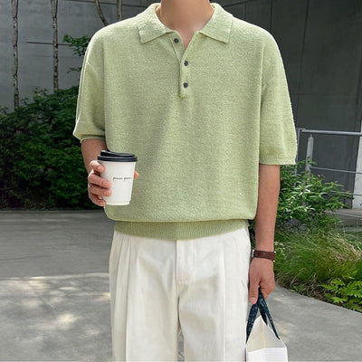 Polo Tejido Retro Clásico de Manga Corta para Hombre - Image 3
