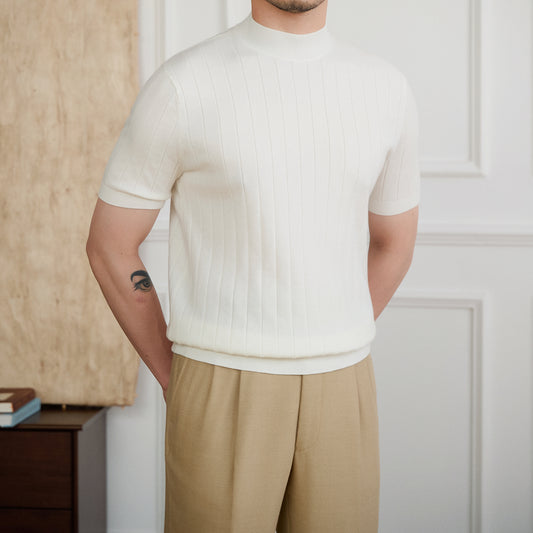 Polera Cuello Alto Lana Merino Manga Corta