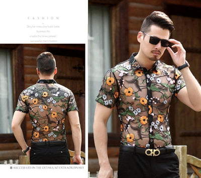Camisa Transparente Floral Verano con Botones - Image 5