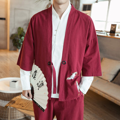 Chaqueta Cardigan Hanfu Bordada para Hombre - Estilo Tradicional Chino - Image 3