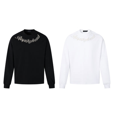 Sudadera con Capucha Pesada de Letras Perladas para Parejas