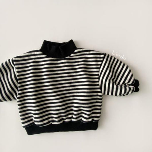 Sudadera Suelta a Rayas con Cuello Alto