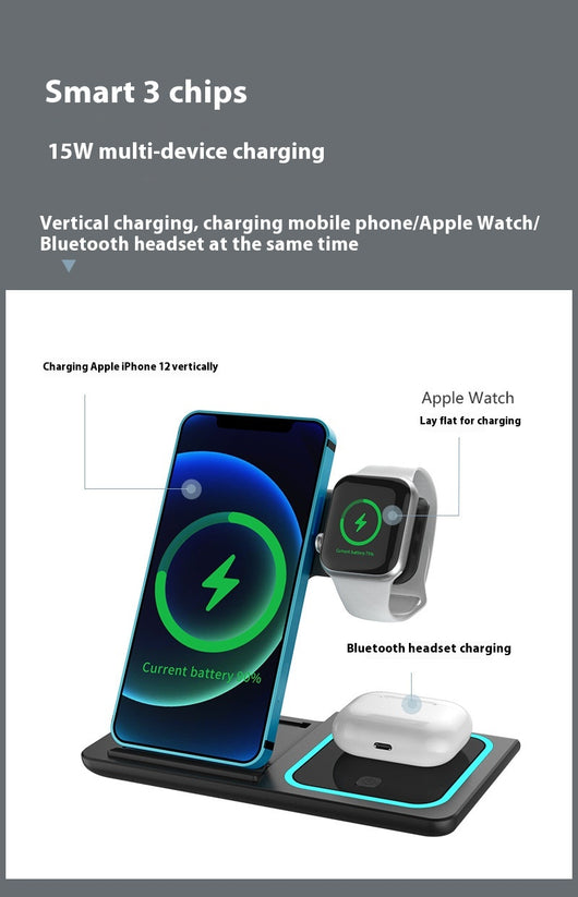 Cargador Inalámbrico Múltiple 4 en 1 - Compatible con Smartphone, Reloj y Auriculares - Image 8
