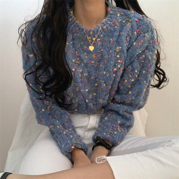 Suéter Tejido Contraste de Colores para Mujer