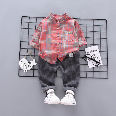 Conjunto Infantil de Camisa Cuadrille Manga Larga para Bebé