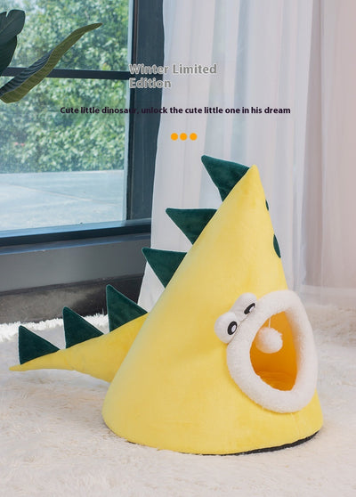 Cama Dinosaurio Amarillo para Gatos - Nido Cerrado Cálido Todo Clima - Image 13