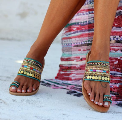Sandalias Étnicas de Metal con Base Plana para Mujer - Image 12
