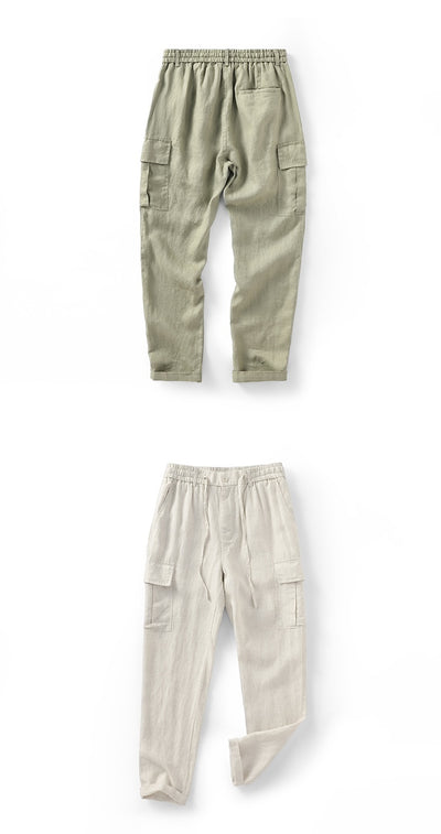 Pantalones de Lino Casuales Cintura Media Transpirables para Jóvenes - Image 14