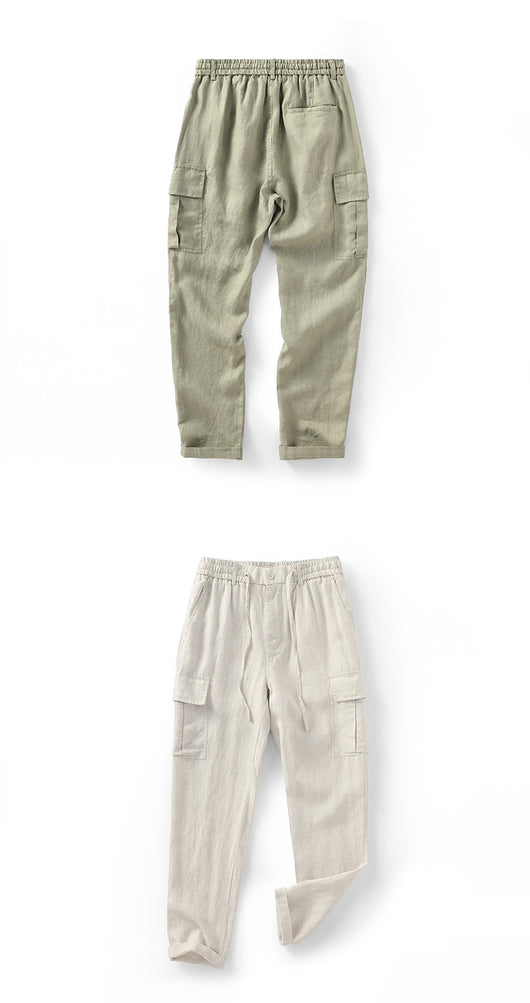 Pantalones de Lino Casuales Cintura Media Transpirables para Jóvenes - Image 14