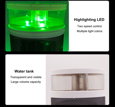 White and black 3-in-1 space heater with humidifier and night light, featuring a mesh grille and control buttons. - Image 27