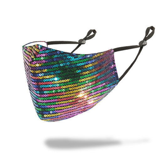 Green sequined adult face mask with adjustable black ear loops, designed for dust protection. - Image 8