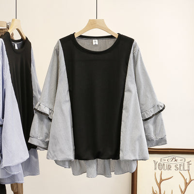 Blusa Holgada Coreana de Tres Cuartos con Doble Capa - Image 5