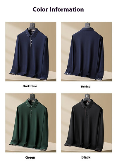 Polo Casual de Algodón Manga Larga Talla Grande para Hombre - Image 16