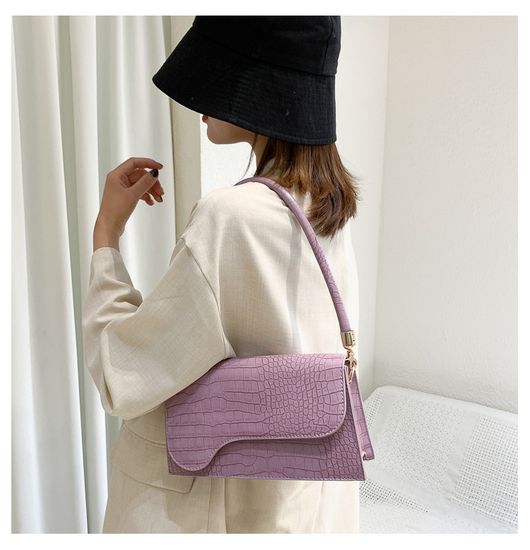 Bolso Coreano Pequeño con Estampado de Cocodrilo