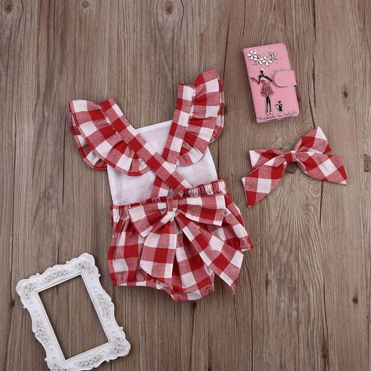 Conjunto de Dos Piezas a Cuadros Rojos con Moño - Image 4