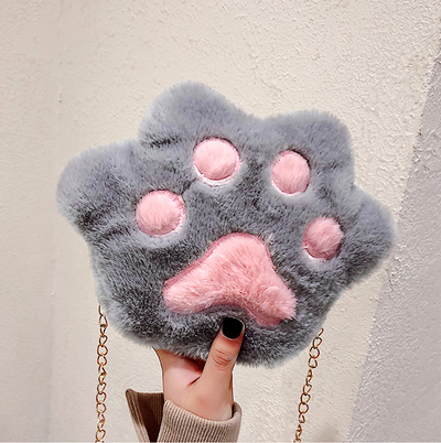 Bolso Mensajero con Diseño de Patitas de Gato y Oso Felpa - Image 6