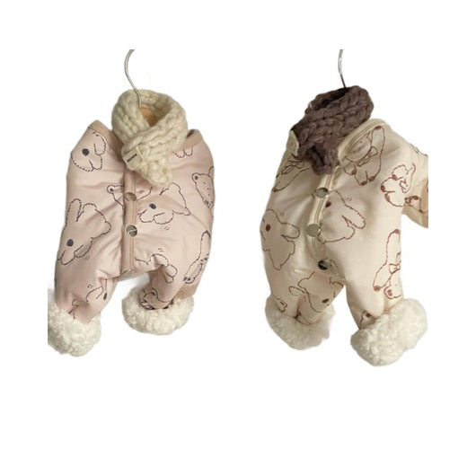 Mameluco Térmico para Perros con Estampado de Osito y Bufanda Tejida - Image 3