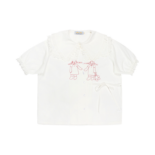 Blusa Manga Corta con Cuello de Encaje Bordado - Image 21