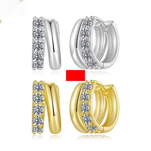 Aretes Clip Moissanita D Color Doble Capa Ziyun Original Plata - Image 2