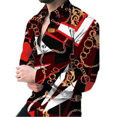Camisa Casual de Manga Larga con Estampado para Hombre - Image 10