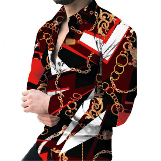 Camisa Casual de Manga Larga con Estampado para Hombre - Image 10