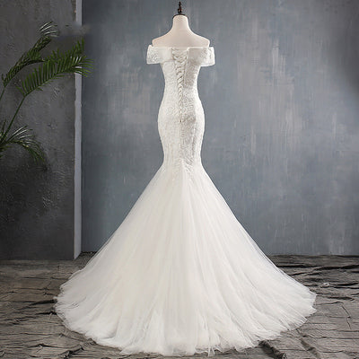 Vestido de Novia Asimétrico Cola Sirena con Hombro Descubierto - Image 2