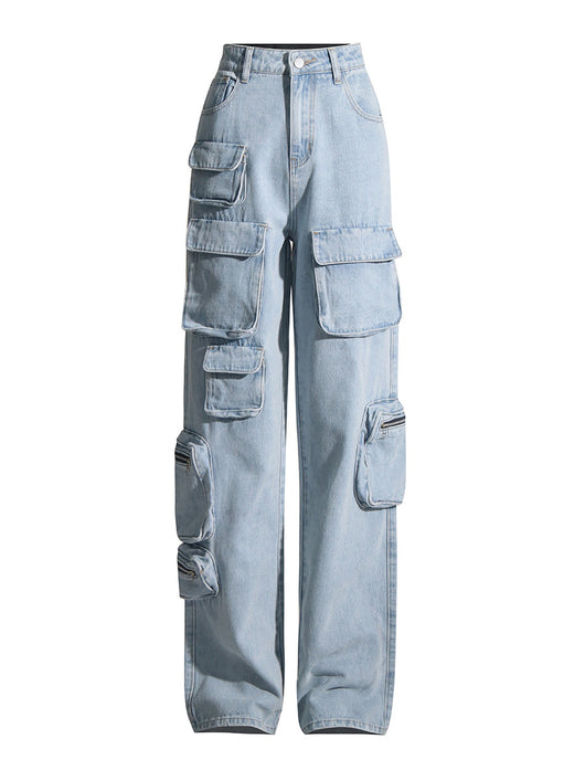Jeans Vintage Azul Claro Talle Alto con Detalles de Trabajo para Mujer - Image 5