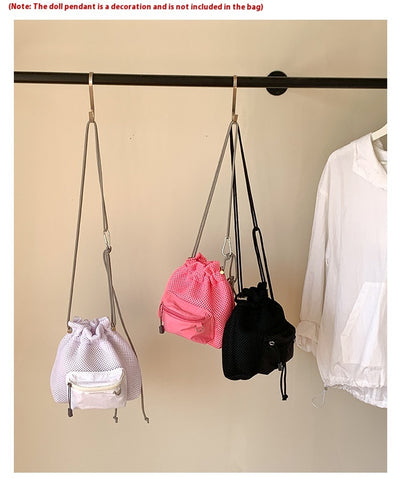 Bolsa Bucket de Malla con Cordón - Bolso Mensajero Chic para Mujeres - Image 12