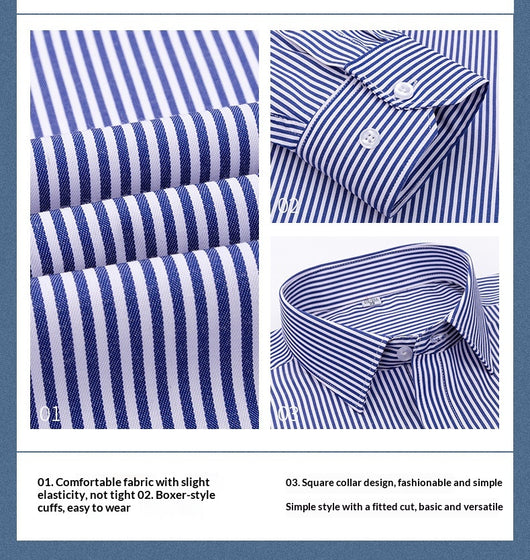 Camisa de Trabajo Manga Larga a Rayas Azules para Hombre - Image 34