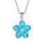 Fashion Plateado filled Azul opal sea turtle pendant necklace for women female Animal wedding ocean beach jewelry gift J