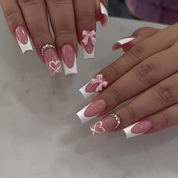 Stickers de Uñas Estilo Francés con Cristales de Colores