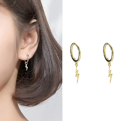 Aretes de Plata Esterlina con Diseño de Rayo - Pendientes de Temperamento - Image 9