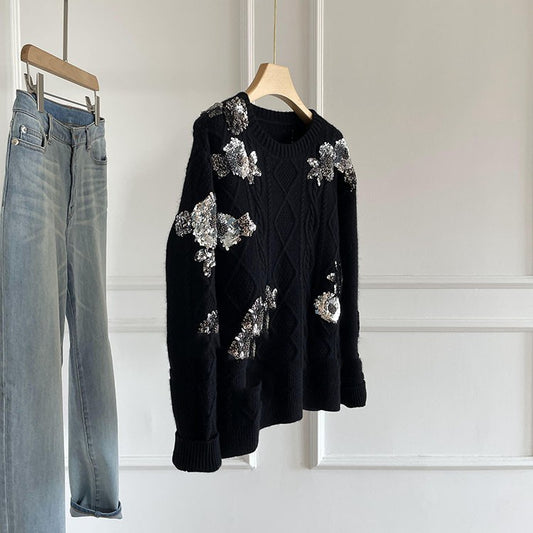 Blusa de Mujer con Lentejuelas y Bordado Floral