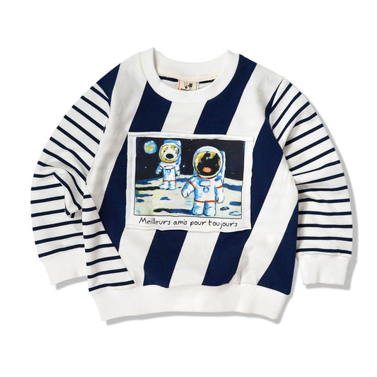 Suéter Infantil Cuello Redondo con Estampado Cartoon