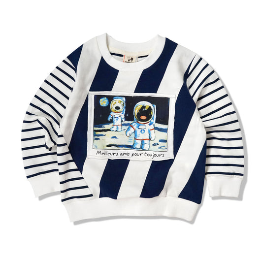 Suéter Infantil Cuello Redondo con Estampado Cartoon