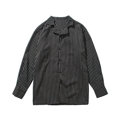 Camisa Rayada Holgada de Manga Larga Estilo Coreano Casual - Image 10