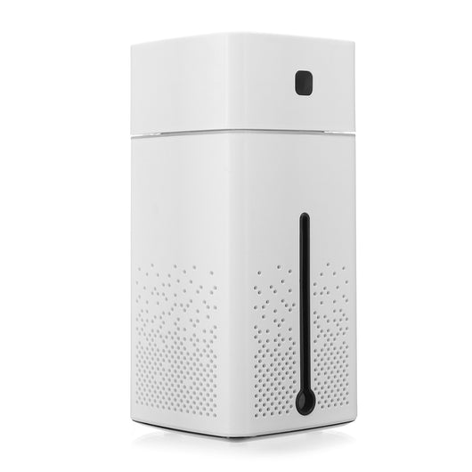 White rectangular home office desktop humidifier with a black power button and water level indicator. - Image 7